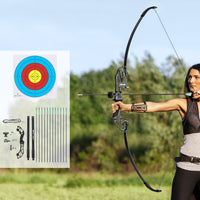 Thumbnail for Everfit 55lbs Bow Arrow Set Recurve Takedown Archery Hunting for Beginner Green