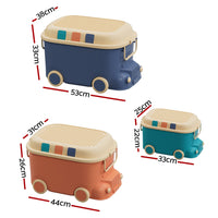Thumbnail for Keezi 3PCS Toy Storage Box Cute Car Toy Container Kids Toys Organiser Snack Boxes