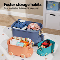Thumbnail for Keezi 3PCS Toy Storage Box Cute Car Toy Container Kids Toys Organiser Snack Boxes