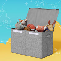 Thumbnail for Keezi Large Toy Box Chest Storage with Flip-Top Lid Foldable Organizer Bins Grey