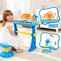 Thumbnail for Keezi Kids Piano Keyboard 37 Keys Electronic Musical Instrument Set w/ Stool Microphone