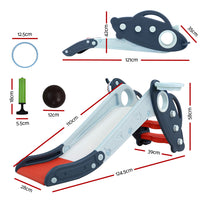 Thumbnail for Keezi Kids Slide Set Basketball Hoop Rings Outdoor Playground Toys 110cm Blue