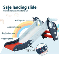 Thumbnail for Keezi Kids Slide Set Basketball Hoop Rings Outdoor Playground Toys 110cm Blue