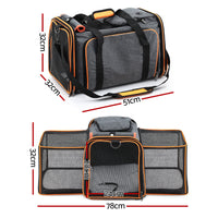 Thumbnail for i.Pet Pet Carrier Bag Foldable Expandable Dog Cat Travel Cage Portable Car Kennel