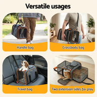 Thumbnail for i.Pet Pet Carrier Bag Foldable Expandable Dog Cat Travel Cage Portable Car Kennel
