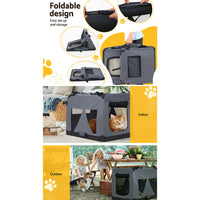 Thumbnail for i.Pet Pet Carrier Soft Crate Dog Cat Travel 82x58CM Portable Foldable Car XL