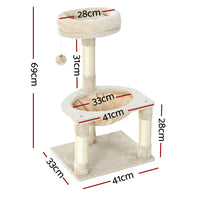 Thumbnail for i.Pet Cat Tree 69cm Scratching Post Tower Scratcher Wood Condo Toys House Bed