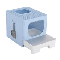 Thumbnail for i.Pet Cat Litter Box Large Tray Kitty Toilet Enclosed Hooded Foldable Cat Litter Box Scoop Blue