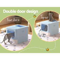 Thumbnail for i.Pet Cat Litter Box Large Tray Kitty Toilet Enclosed Hooded Foldable Cat Litter Box Scoop Blue