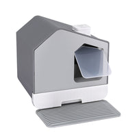 Thumbnail for i.Pet Cat Litter Box Large Tray Kitty Toilet Enclosed Cat Litter Box Hooded Scoop Mat Grey