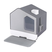 Thumbnail for i.Pet Cat Litter Box Large Tray Kitty Toilet Enclosed Cat Litter Box Hooded Scoop Mat Grey