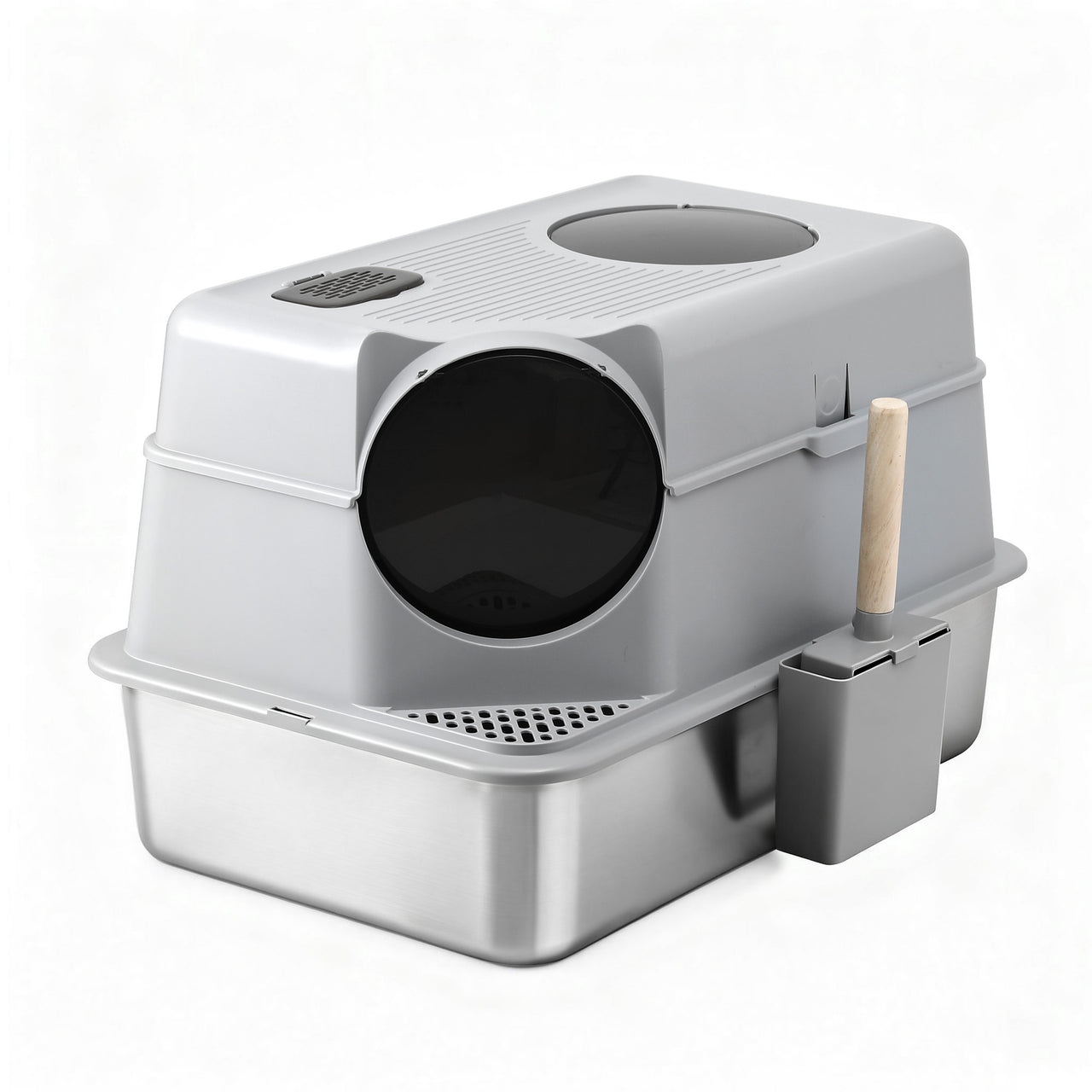 i.Pet Cat Litter Box Large Stainless Steel High Sided Pet Toilet Odour Control