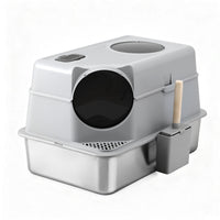 Thumbnail for i.Pet Cat Litter Box Large Stainless Steel High Sided Pet Toilet Odour Control
