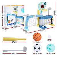 Thumbnail for Keezi Kids Basketball Hoop Stand Bowling Baseball Golf Game Sports Toys Set Blue