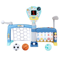 Thumbnail for Keezi Kids Basketball Hoop Stand Bowling Baseball Golf Game Sports Toys Set Blue