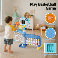 Thumbnail for Keezi Kids Basketball Hoop Stand Bowling Baseball Golf Game Sports Toys Set Blue