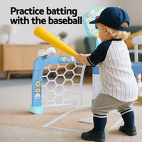 Thumbnail for Keezi Kids Basketball Hoop Stand Bowling Baseball Golf Game Sports Toys Set Blue