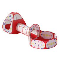 Thumbnail for Keezi Kids Playhouse Play Tent Pop Up Teepee Ball Pit Tunnel Basketball Hoop Red
