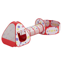 Thumbnail for Keezi Kids Playhouse Play Tent Pop Up Teepee Ball Pit Tunnel Basketball Hoop Red