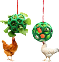 Thumbnail for 2pcs Chicken Vegetable Feeder Ball Hanging Feeding Toy, Poultry Fruit Holder Chicken Cabbage Feeder Treat Feeding Tool for Hens Chicken Coop Goose Duck Large Birds