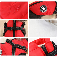 Thumbnail for Waterproof Dog Winter Jacket with Harness and Fleece, Compatible with Orange S Size