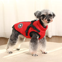 Thumbnail for Waterproof Dog Winter Jacket with Harness and Fleece, Compatible with Orange S Size