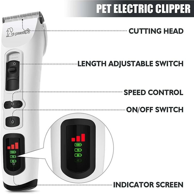 Dog Clipper - Professional 3 Modes Dog And Cat Clipper For Long And Thick Hair, Cordless Rechargeable Electric Clipper