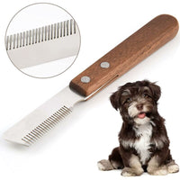 Thumbnail for Right Handed Trimmer Knife Professional Dog Stripping Knife With Ergonomic Wooden Handle