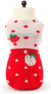 Thumbnail for Dog Coat - Dog Sweater - Classic Turtleneck Knit Dog Sweater - Warm Winter Dog Clothes - Cute Strawberry Heart Pattern - Perfect for Small and Medium Dogs - Red - Size XXL