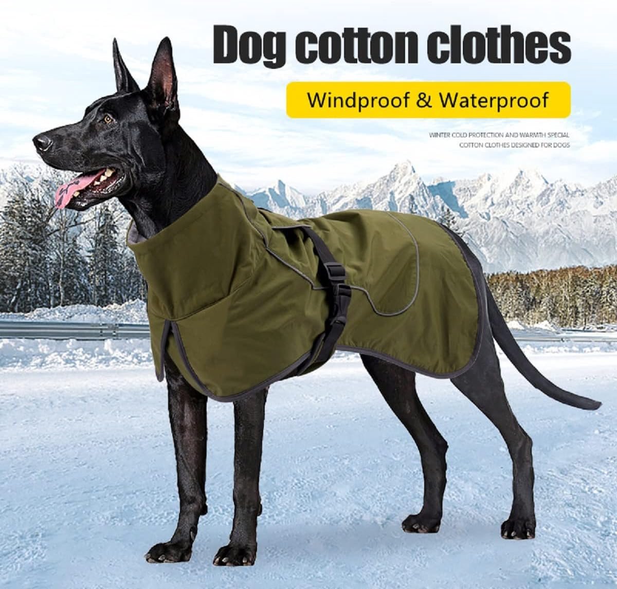 Dog Raincoat - Dog Jacket - Waterproof Winter Dog Coat - Windproof Dog Coat - Winter Dog Coat - Reflective Strip - Green - Size S - Perfect for Small and Medium Dogs