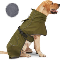 Thumbnail for Dog Raincoat - Dog Jacket - Waterproof Winter Dog Coat - Windproof Dog Coat - Winter Dog Coat - Reflective Strip - Green - Size XL - Perfect for Medium-Sized Dogs