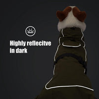 Thumbnail for Dog Raincoat - Dog Jacket - Waterproof Winter Dog Coat - Windproof Dog Coat - Winter Dog Coat - Reflective Strip - Green - Size XL - Perfect for Medium-Sized Dogs