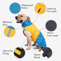 Thumbnail for Dog Raincoat - Dog Jacket - Waterproof Winter Dog Jackets - Windproof Dog Jacket - Winter Dog Jacket - Reflective Strip - Perfect for Small Dogs - Medium-Sized Dogs - Blue and Black - Size M