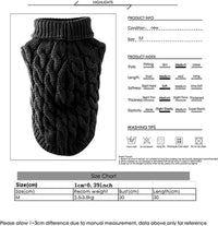 Thumbnail for Dog Coat - Dog Sweater Vest - Warm Dog Coat - Winter Dog Sweater - Soft Knitted Wool Dog Clothes - Crochet Coat - Perfect for Small Dogs - Medium-Sized Dogs - Size M - Black