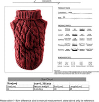 Thumbnail for Dog Coat - Dog Sweater Vest - Warm Dog Coat - Winter Dog Sweater - Soft Knitted Wool Dog Clothes - Crochet Coat - Perfect for Small Dogs - Medium-Sized Dogs - Size M - Red