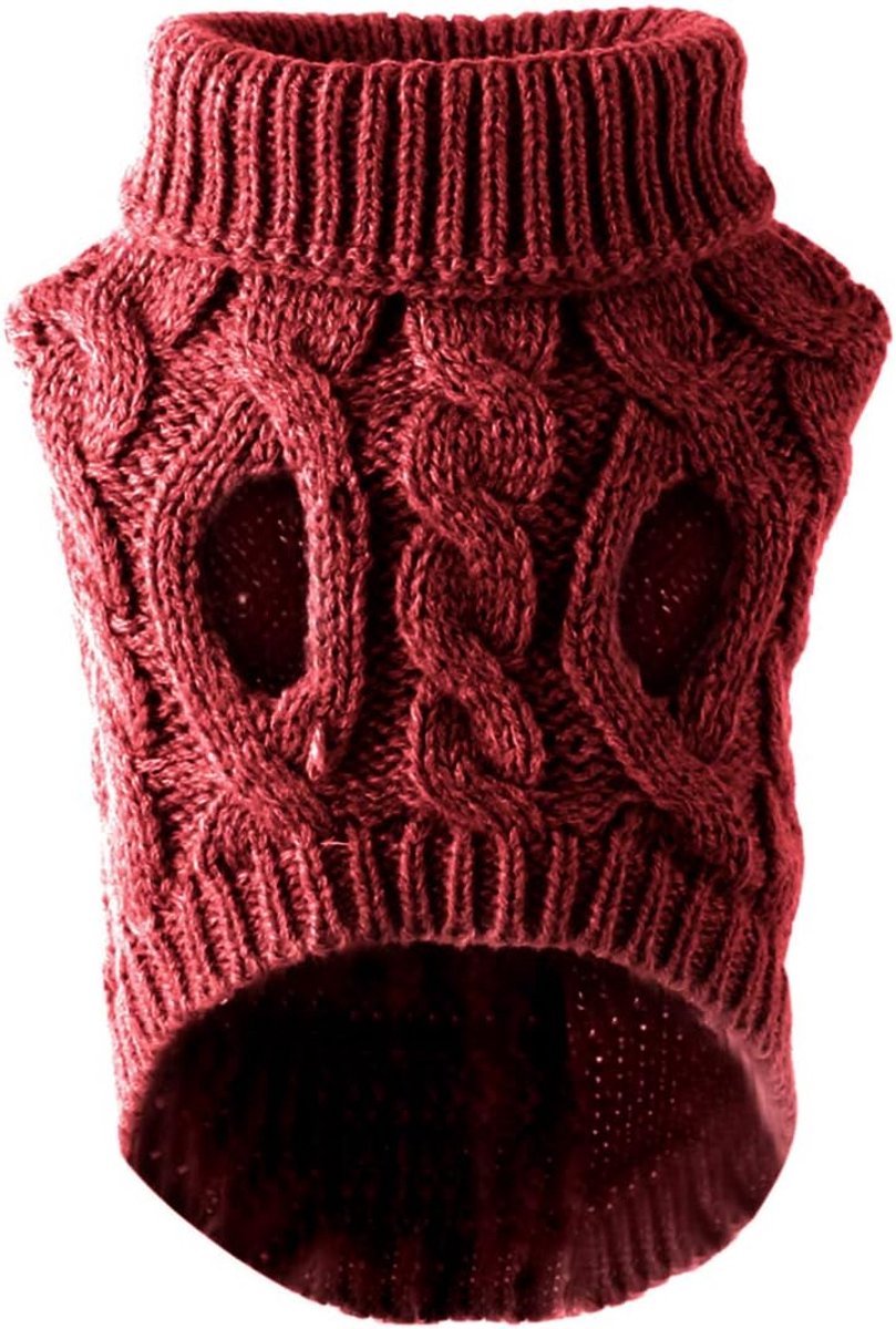 Dog Coat - Dog Sweater Vest - Warm Dog Coat - Winter Dog Sweater - Soft Knitted Wool Dog Clothes - Crochet Coat - Perfect for Small Dogs - Medium-Sized Dogs - Size M - Red
