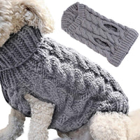 Thumbnail for Dog Coat - Dog Vest - Warm Dog Coat - Winter Dog Sweater - Soft Knitted Wool Dog Clothes - Crochet Coat - Perfect for Small and Medium Dogs - Size M - Grijs