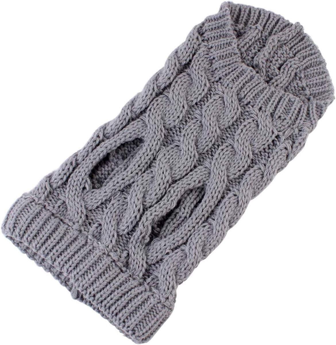 Dog Coat - Dog Vest - Warm Dog Coat - Winter Dog Sweater - Soft Knitted Wool Dog Clothes - Crochet Coat - Perfect for Small and Medium Dogs - Size L - Grijs