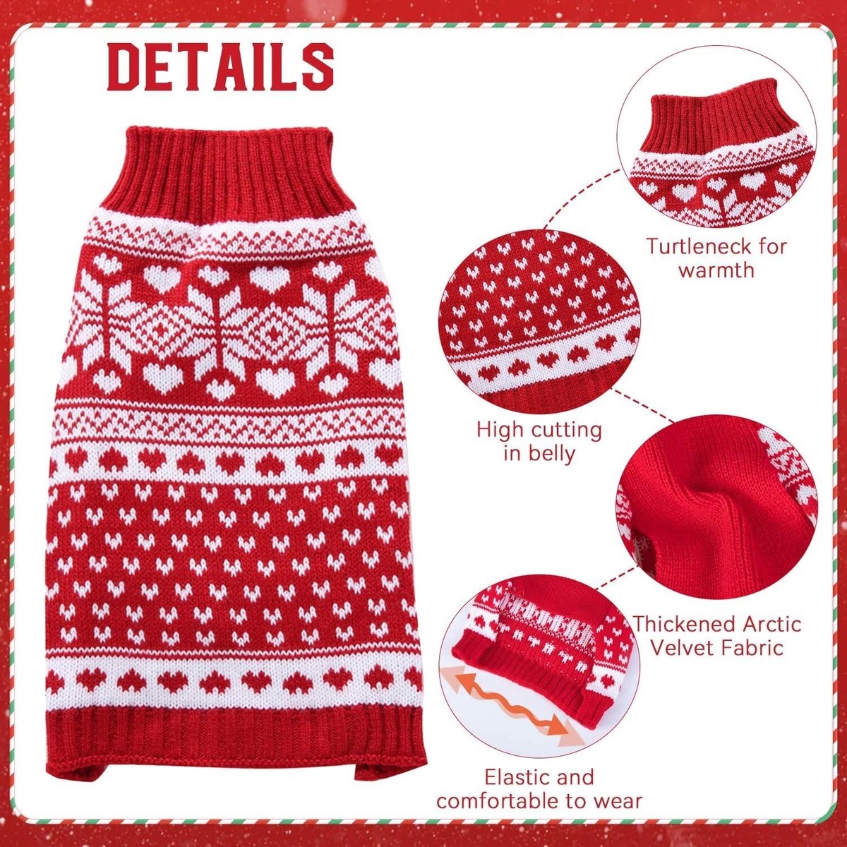 Dog Sweater - Christmas Dog Sweaters - Sleeveless Dog Sweaters - Dog Coat - Warm Autumn and Winter Puppy Sweater - Ugly Sweater - Perfect for Small Dogs - Dog - Medium - New Year's Holidays - XL