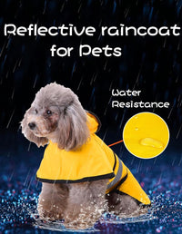 Thumbnail for Dog Coat - Dog Raincoat - Reflective Dog Raincoat - With Hood - Adjustable Raincoat - Lightweight Raincoat - Yellow - Size M - Perfect for Small and Medium-Sized Dogs