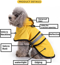 Thumbnail for Dog Coat - Dog Raincoat - Reflective Dog Raincoat - With Hood - Adjustable Raincoat - Lightweight Raincoat - Yellow - Size M - Perfect for Small and Medium-Sized Dogs