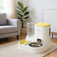 Thumbnail for 2-in-1 Automatic Cat Feeder and Water Dispenser for Pets, Compatible with Cats and Dogs, Yellow