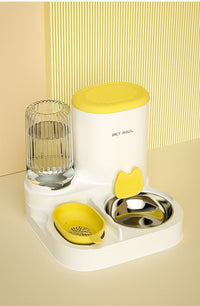 Thumbnail for 2-in-1 Automatic Cat Feeder and Water Dispenser for Pets, Compatible with Cats and Dogs, Yellow