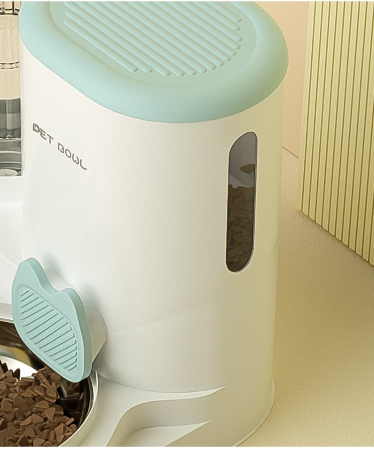 2-in-1 Automatic Cat Feeder and Water Dispenser for Pets, Compatible with Cats and Dogs, Yellow