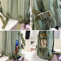 Thumbnail for 1 Black Children's Cute Backpack with Pins and Plush Pendant, School Travel Backpack for Girls, Waterproof