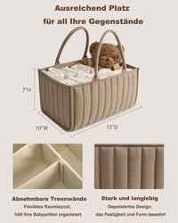 Thumbnail for Baby Diaper Storage Basket, Large Capacity Breathable Water Resistant, for Home and Travel Use, Brown