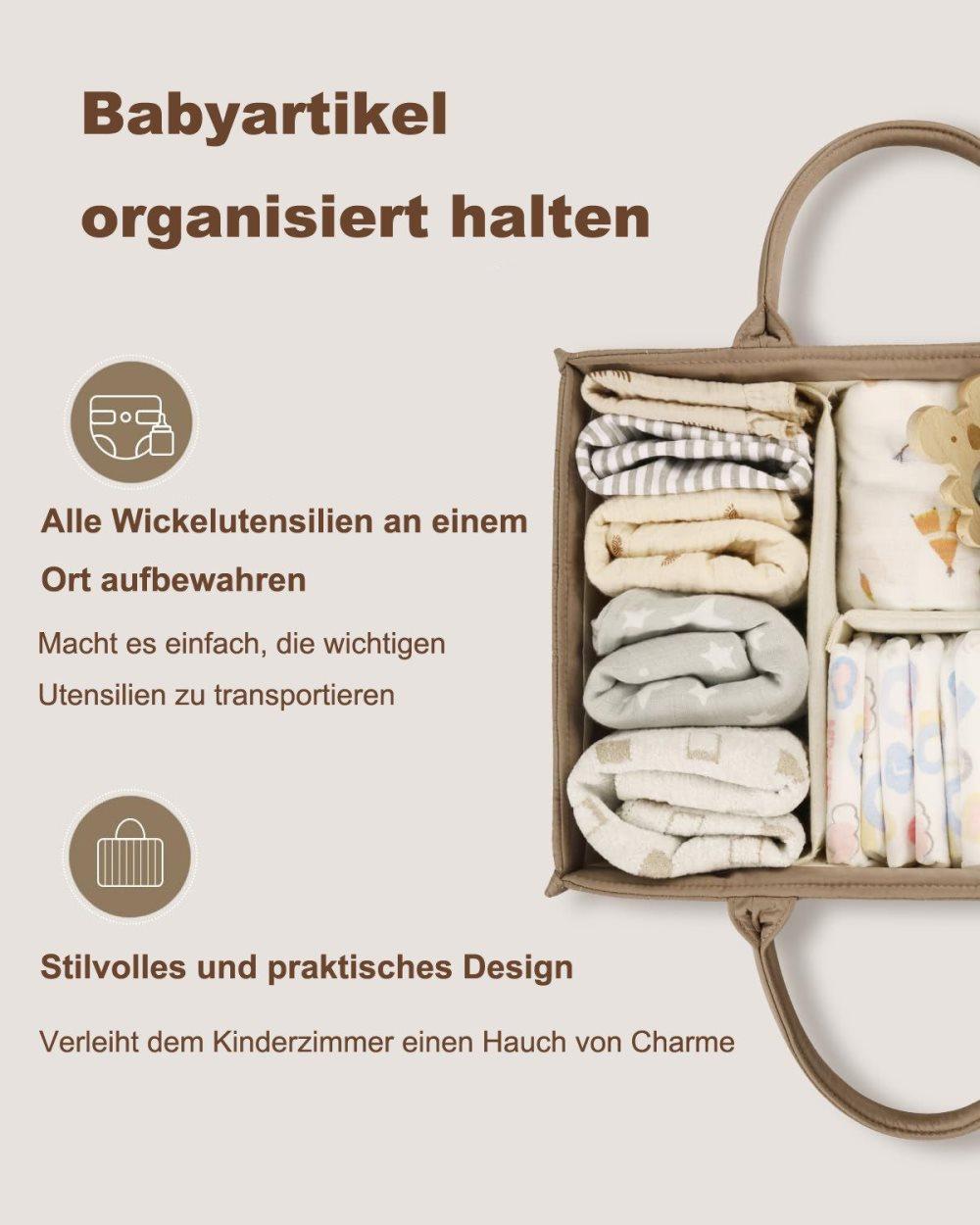 Baby Diaper Storage Basket, Large Capacity Breathable Water Resistant, for Home and Travel Use, Brown