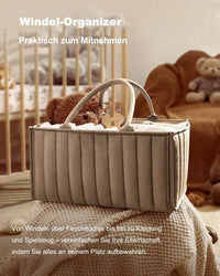 Thumbnail for Baby Diaper Storage Basket, Large Capacity Breathable Water Resistant, for Home and Travel Use, Brown