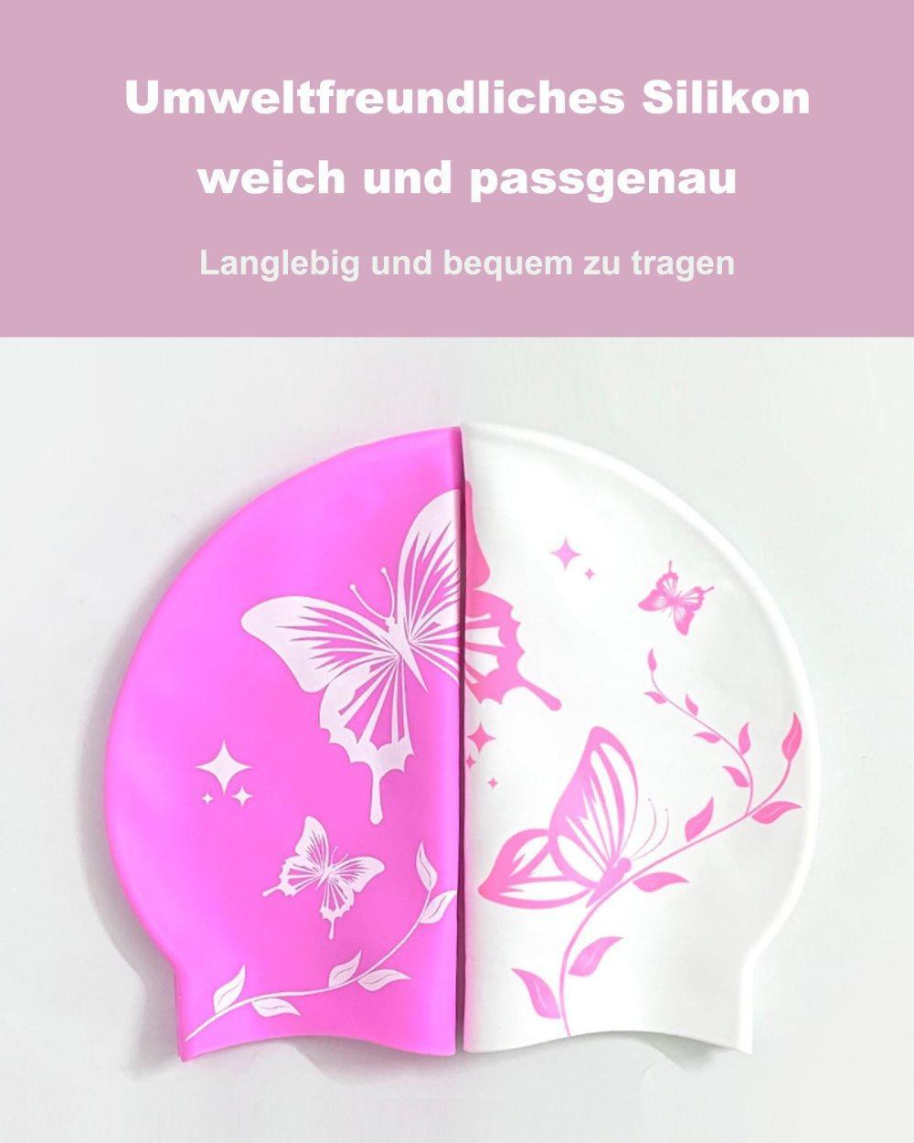 Waterproof Silicone Swimming Cap for Adults, Non-Slip Elastic Comfortable Swim Cap for Swimming and Water Activities, White