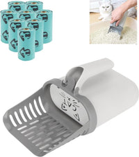 Thumbnail for Cat Litter Scoop with Collection Tray - Cleaning Cat Litter - Ergonomic - With 8 Rolls of Waste Bags - Holder and Disposal System for Cat Litter in 1 - Litter Scoop with Container - Dirt-Free Cat Litter Scoop - Grey